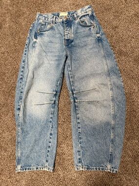 Free People We the Free Good Luck Mid-Rise Barrel Jeans sz 25